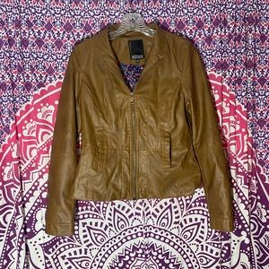 Womens SMOG Brown Leather Jacket Size Medium
